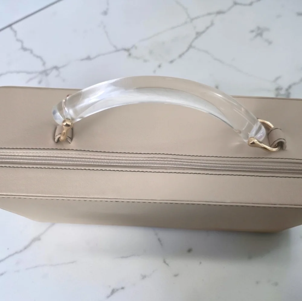 Vintage Estée Lauder Nude Makeup Case Acrylic Handle Retro Vanity Travel Bag